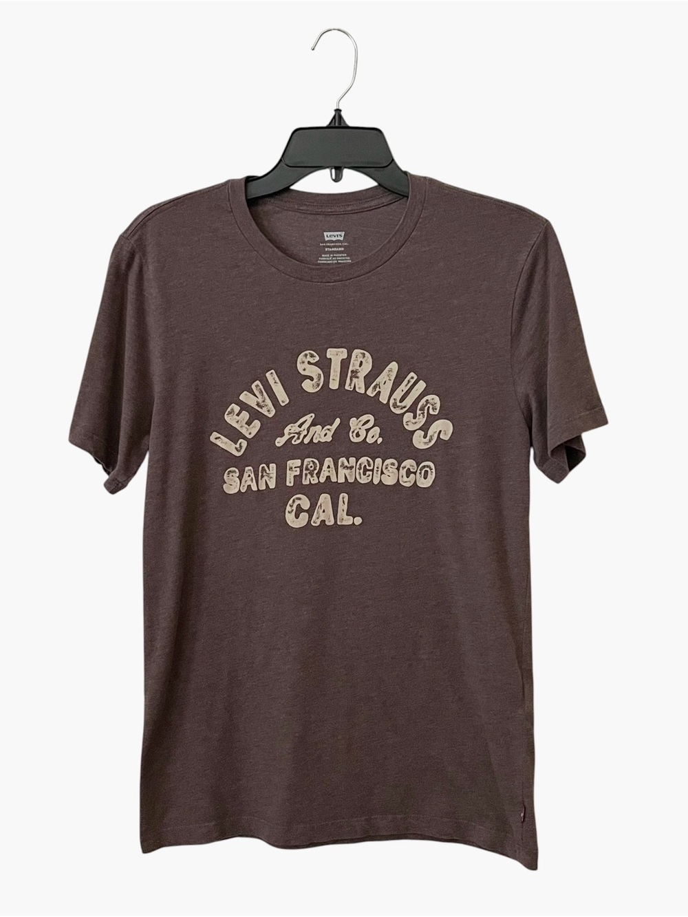 Levi's Men's Graphic Crew Neck T-Shirt Size XS Brown Logo Short Sleeve School